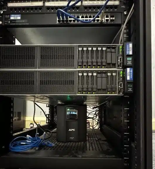 Equipment reinstalled in the new server cabinet