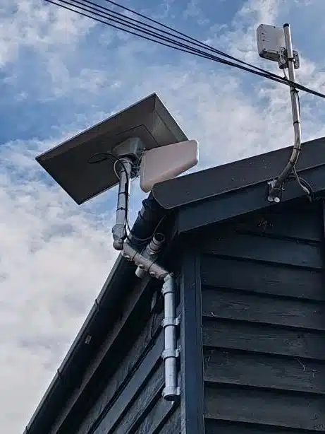 Starlink Gen3 Performance antenna on its bespoke mounting bracket